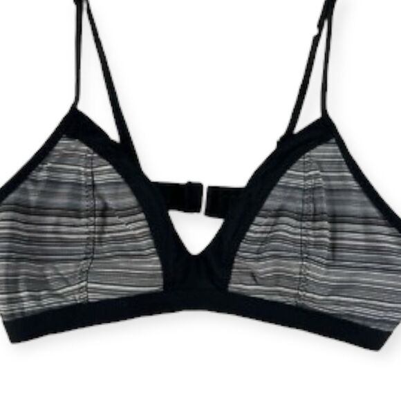 ATHLETA Women’s Black Gray Stripe Veracruz Swim Top Size Medium Style #228445 - Picture 1 of 7